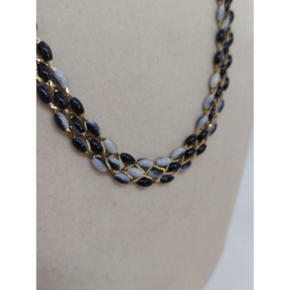 Vintage braided‎ ombre necklace black gold gray